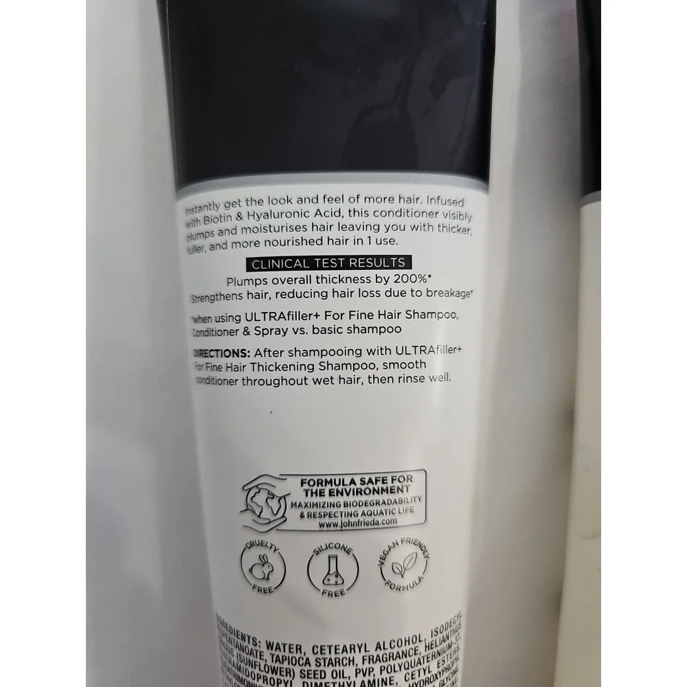 2 Pack John Frieda‎ Ultrafiller + Thickening Shampoo & Conditioner 10 Oz Each